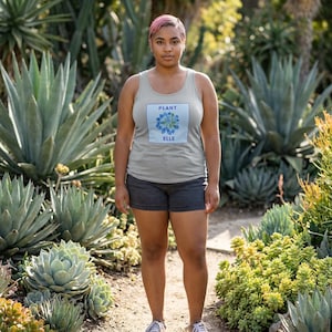 Plant Elle Tank Top | Echeveria Blue Bird Succulent Artwork | LGBTQIA Plant Lover Shirt