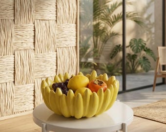 Modern Yellow Banana Fruit Bowl • Decorative Ceramic Display Dish for Kitchen & Home Decor • Unique Handcrafted Centerpiece Serving Bowl