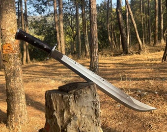 Handgemaakte high carbon jungle machete palissander handvat met leren blad Beste voor kamperen, jagen en survival