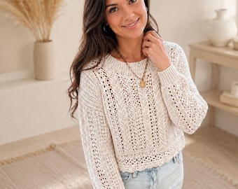 CROCHET PATTERN For Women Caribbean Sea Sweater Crochet Lace Sweater Pattern Lace Crochet Top Gifting Sizes Xs-3X DIY Fashion Pdf Pattern