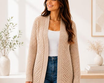 Crochet Sweater Pattern For Women Cardigan Knitting Top Summer Dress Pattern PDF Handmade Fashion Instant Download Cardigan -7 sizes XS-3XL