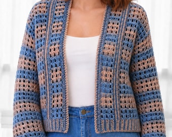 Crochet pattern- ELOISE For Women Cardigan pattern PDF- Women crochet gift handmade - 3 panels Crochet pullover- Easy Granny sweater-XS-3XL