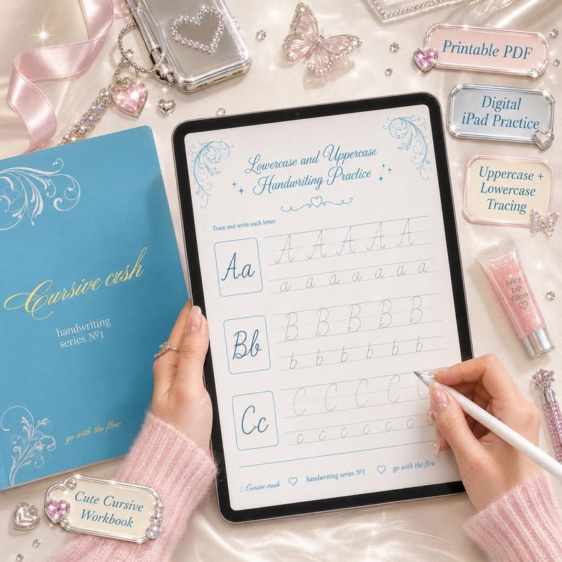 Cursive Handwriting Practice Workbook, Printable Alphabet Tracing ...