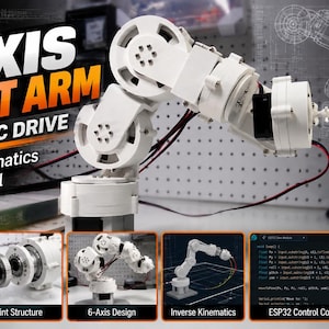 DIY 6DOF Robot Arm Kit – STL, STEP & Full Code Included