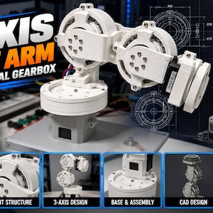 3-Axis Robot Arm Design Pack – STL/STP, Cycloidal Gear, Arduino Code (Digital Download)