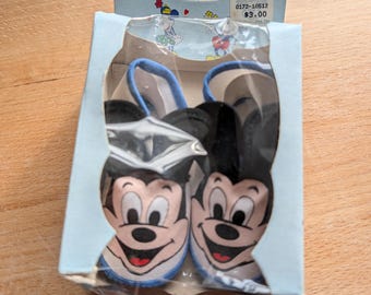 Vintage (1984) Disney Babies Infant Booties / Baby Shoes Mickey Mouse new in box
