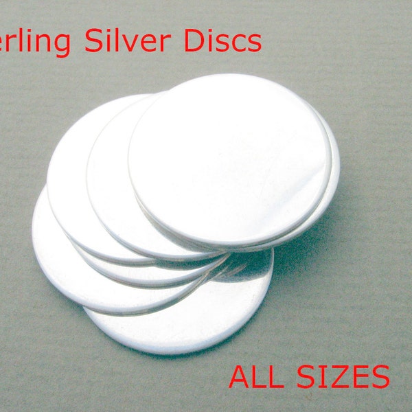 Sterling Discs ALL SIZES Sterling Silver Discs Hand Stamping Blanks Metal Jewelry Making Supplies Round Disks Circles CHOOSE Inch mm Gauge