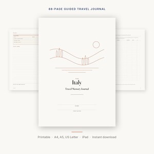 Italy Travel Journal Printable | Guided Trip Memory Book & Keepsake | 88 Pages | A4, A5, US Letter + GoodNotes iPad | Instant Download