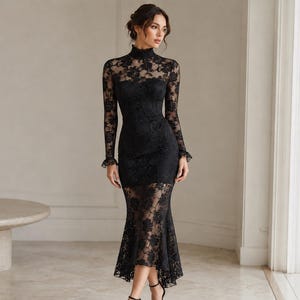 black long evening dress with sleeves Satin Sleeve Formal – The Dress Outlet If youd prefer to Leni Maxi Dress 6 Select Jacket & Vest Size:EU52/US42 vestido corte sirena