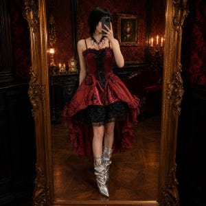 Red and Black Gothic Corset Prom Dress