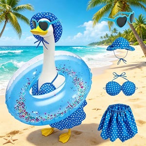 pool float porch goose outfit, summer goose clothes, inflatable ring style decor, 23 inch goose costume set