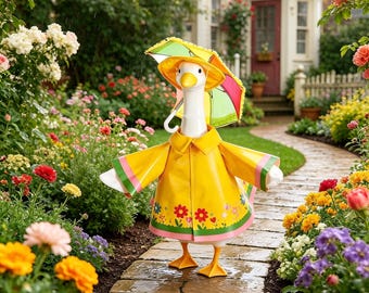 23 Inch Porch Goose Raincoat Outfit Set, Lawn Goose Clothes, Waterproof Goose Costume, Garden Decor Outfit
