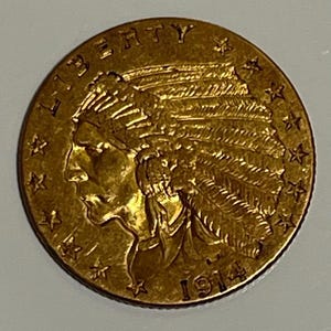 1914 2 1/2 Dollar Indian Head Gold Coin