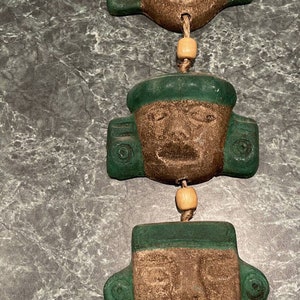 VTG Trio Clay Aztec Mayan Mexican Face Mask Wall Hanging