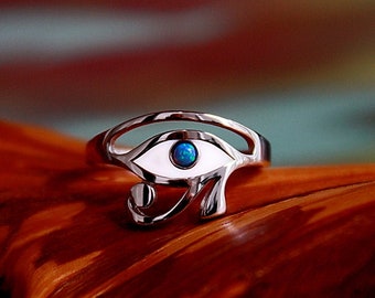 Osiris öga ring / Lyser i mörkret / Sterling silverring / Egyptisk symbol / Ra's öga / Horus öga /