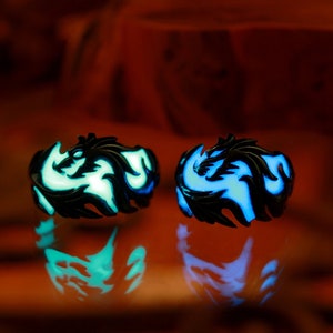 Blue Dragon Ring Glow in the Dark / Stainless Steel Blue Ring /