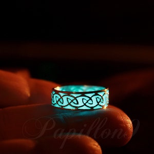Celtic Ring Glow in the Dark / Sterling Silver Ring / Turquoise Glow in the Dark /