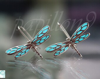 DRAGONFLY Earrings / GLOW in the DARK / Sterling silver Earrings / Glow Dragonfly /