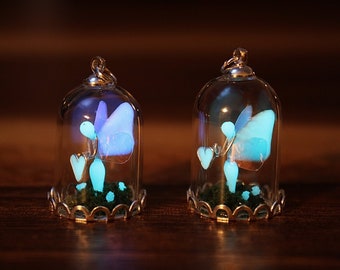 Fairy Pendant / Glow in the Dark / Fairy in Glass Dome / Fantasy Necklace /