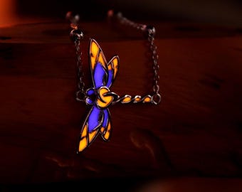 Dragonfly Anklet Glow in the Dark / Sterling Silver 925 Bracelet /