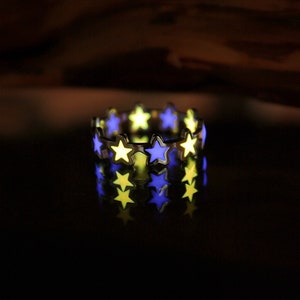 Rose Gold Stars Ring - Glow in the Dark - Stainless Steel Ring