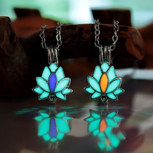 Lotus Flower Glow in the Dark Pendant / Lotus Locket / Nature /