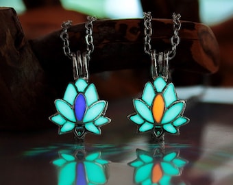 Lotus Flower Glow in the Dark Pendant / Lotus Locket / Nature /