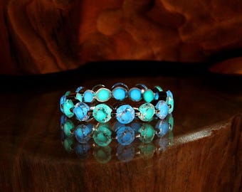 Eternity Cubic Zirconia Silver Ring / Glow in the Dark / Sterling Silver 925 Ring /