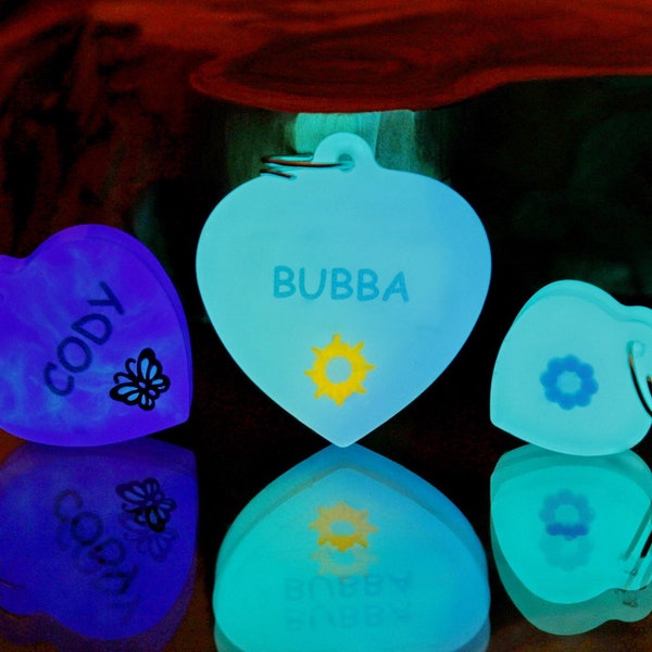 Pet Tag Glow in the Dark /  Personalised Pet ID Tag / Dog Cat ID Tag /