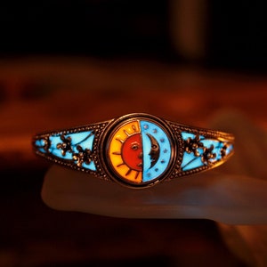Bangle Bracelet Glow in the Dark / Plated Silver Snap Bracelet / Flowers Bracelet /