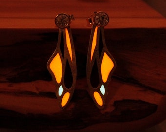 Butterfly wings Earrings / Glow in the Dark / Matt Sterling Silver 925 Earrings /