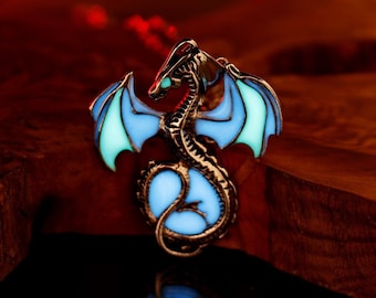 Dragon Surrounding the Moon / Glow in the dark / Luminous Dragon / Stainless Steel Dragon /