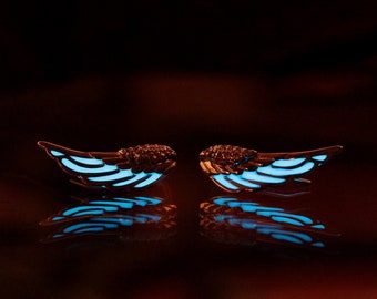 Angel Wings Earrings / Glow in the Dark / Climbers Earrings / Sterling Silver 925 /