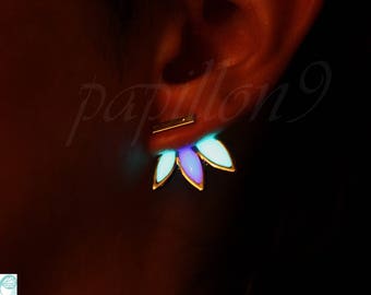 LEAVES Earrings / GLOW in the DARK / Purple Turquoise Earrings / Glow Earrings /