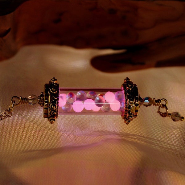 Fairy Lantern Glow in The Dark / Glass Lantern Pendant / Glass Tube Pendant / Iridescent Glass Balls /