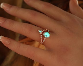 Marquise Eternity Ring / Glow in the Dark / Sterling Silver 925 Ring / Engagement Ring /