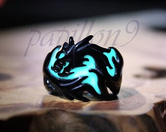 BLACK Dragon / Glow in the Dark / Dragon Ring / Stainless Steel Ring / Glow Ring / Dragon /