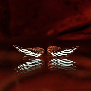 Angel Wings Earrings / Glow in the Dark / Climbers Earrings / Sterling Silver 925 /