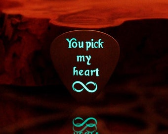 Guitar Pick Glow in the Dark / Sterling Silver 925 / Custom Pick / You Pick my Heart /