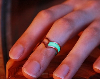 Phalanx Ring Sterling Silver / Glow in the Dark / Adjustable ring / Thumb ring /