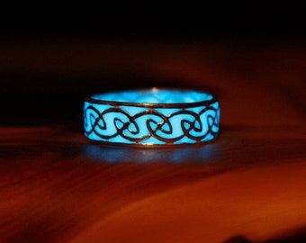 Celtic Ring Glow in the Dark / Sterling Silver 925 Ring / 9 different colors /