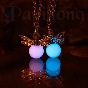 Firefly Glow in the Dark / Leuchtkäfer Kette / Glaskugel Leuchtkäfer /