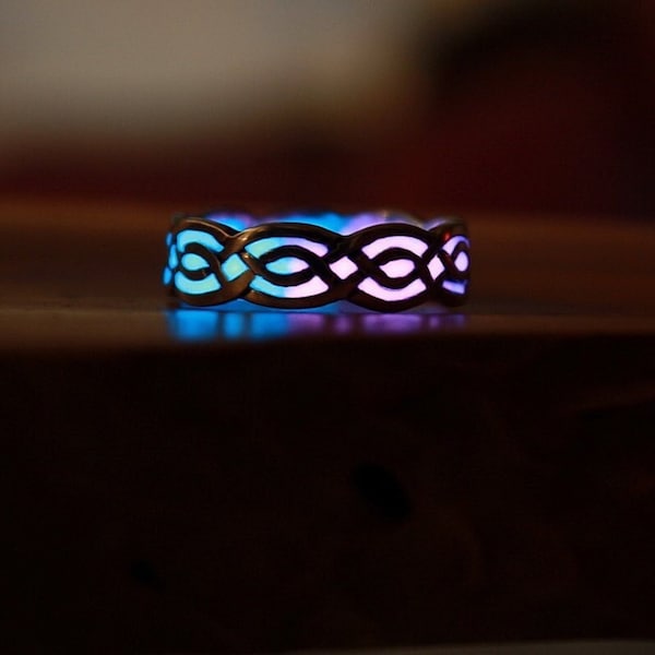 Celtic Ring Glow in the Dark / Sterling Silver 925 Ring / Celtic Knots / multi colors /