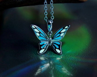 Butterfly Necklace / Glow in the dark / Sterling Silver 925 /