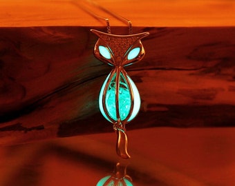 Fox Locket Glow in the Dark / Fox Necklace / Sterling Silver 925 Locket / Woodland Jewelry /