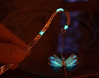 Dragonfly Bookmark Glow in the Dark / Moon Star Bookmark / 2 colors Glow in the Dark /