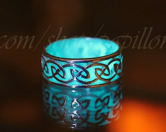CELTIC Ring / Sterling Silver Ring / GLOW in the DARK / Glow Ring / Glow Celtic Ring /