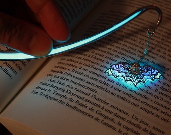 Bat Bookmark Glow in the Dark / Silver Bat Bookmark / Luminous Bookmark / Gold Bookmark /