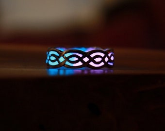 Celtic Ring Glow in the Dark / Sterling Silver 925 Ring / Celtic Knots / multi colors /