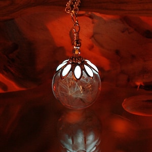 Dandelion Seeds Pendant / Glow in the Dark / Dandelion Glass Bubble Pendant /
